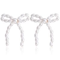 1 Pair Elegant Bow Knot Inlay Imitation Pearl Alloy Pearl Ear Studs sku image 1