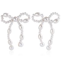 1 Pair Elegant Bow Knot Inlay Imitation Pearl Alloy Pearl Ear Studs sku image 2