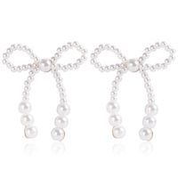 1 Pair Elegant Bow Knot Inlay Imitation Pearl Alloy Pearl Ear Studs sku image 5