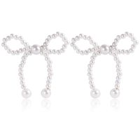 1 Pair Elegant Bow Knot Inlay Imitation Pearl Alloy Pearl Ear Studs sku image 6