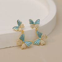 1 Pair Simple Style Classic Style Butterfly Plating Copper 18K Gold Plated Drop Earrings main image 2