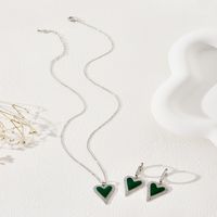 Copper Silver Plated Simple Style Classic Style Heart Shape Enamel Plating Jewelry Set main image 1