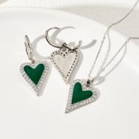 Copper Silver Plated Simple Style Classic Style Heart Shape Enamel Plating Jewelry Set main image 4