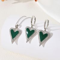 Copper Silver Plated Simple Style Classic Style Heart Shape Enamel Plating Jewelry Set main image 3