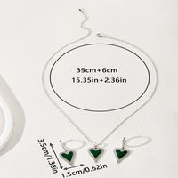 Copper Silver Plated Simple Style Classic Style Heart Shape Enamel Plating Jewelry Set main image 2