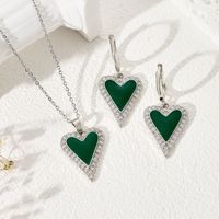 Copper Silver Plated Simple Style Classic Style Heart Shape Enamel Plating Jewelry Set main image 5