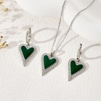 Copper Silver Plated Simple Style Classic Style Heart Shape Enamel Plating Jewelry Set main image 6