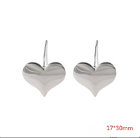 1 Pair Simple Style Heart Shape Plating Copper Silver Plated Drop Earrings main image 2