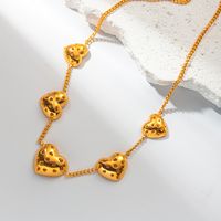 304 Stainless Steel Gold Plated Vintage Style Hollow Out Heart Shape Chain Necklace main image 5