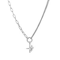 Stainless Steel Simple Style Cross Plating Pendant Necklace sku image 1
