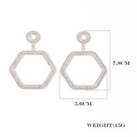 1 Pair Simple Style Hexagon Geometric Rhinestone Metal Rhodium Plated Drop Earrings main image 2