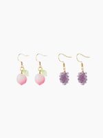 2 Pairs Cute Fruit Grape Inlay Synthetic Resin Resin 18K Gold Plated Ear Hook main image 1