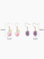 2 Pairs Cute Fruit Grape Inlay Synthetic Resin Resin 18K Gold Plated Ear Hook main image 2