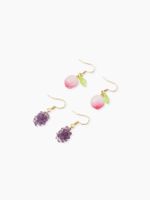 2 Pairs Cute Fruit Grape Inlay Synthetic Resin Resin 18K Gold Plated Ear Hook main image 3