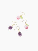 2 Pairs Cute Fruit Grape Inlay Synthetic Resin Resin 18K Gold Plated Ear Hook main image 4