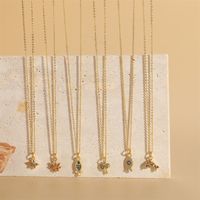 Copper 14K Gold Plated Vintage Style Simple Style Commute Inlay Animal Rainbow Zircon Pendant Necklace main image 4