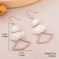 1 Pair IG Style Ginkgo Leaf Inlay Alloy Rhinestones Drop Earrings main image 2