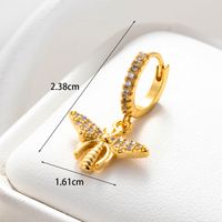 1 Piece Simple Style Cross Round Bee Inlay Copper Zircon Hoop Earrings main image 4