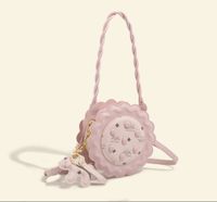 Women's Medium Pu Leather Flower Cute Zipper Circle Bag sku image 3