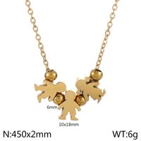 Stainless Steel 18K Gold Plated Simple Style Human Pendant Necklace sku image 5