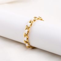 Wholesale Jewelry Casual Geometric 304 Stainless Steel Pu Leather 18K Gold Plated Polishing Braid Bracelets main image 4