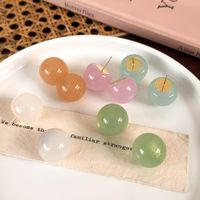 1 Pair Sweet Solid Color Resin Ear Studs main image 10