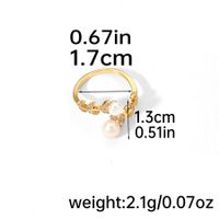 Wholesale Elegant Leaves Pearl Butterfly Freshwater Pearl Copper Zircon Inlay 14K Gold Plated 18K Gold Plated Freshwater Pearl Zircon Open Rings sku image 4