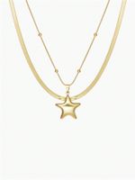 Stainless Steel 18K Gold Plated Simple Style Layered Pentagram Layered Necklaces main image 7