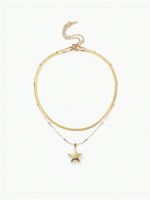 Stainless Steel 18K Gold Plated Simple Style Layered Pentagram Layered Necklaces sku image 1