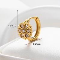 1 Piece IG Style C Shape Flower Inlay Copper Zircon Hoop Earrings sku image 2