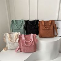 Women's Canvas Solid Color Preppy Style Zipper Handbag main image 1