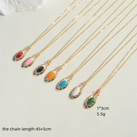 Copper 14K Gold Plated Vintage Style Simple Style Commute Enamel Inlay Oval Zircon Pendant Necklace main image 2