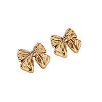 1 Pair Simple Style Heart Shape Bow Knot Plating Alloy Earrings main image 3