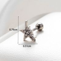 1 Piece Simple Style Star Heart Shape Flower Inlay Copper Zircon Ear Studs sku image 1