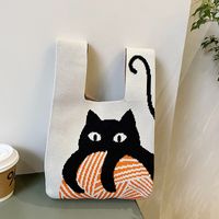 Women's Medium Polyester Cartoon Bear Cat Streetwear Open Handbag sku image 7
