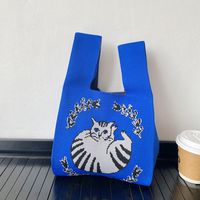 Women's Medium Polyester Cartoon Bear Cat Streetwear Open Handbag sku image 9