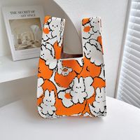 Women's Medium Polyester Cartoon Bear Cat Streetwear Open Handbag sku image 23