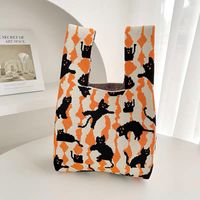 Women's Medium Polyester Cartoon Bear Cat Streetwear Open Handbag sku image 24