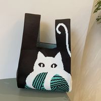 Women's Medium Polyester Cartoon Bear Cat Streetwear Open Handbag sku image 25