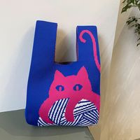 Women's Medium Polyester Cartoon Bear Cat Streetwear Open Handbag sku image 31