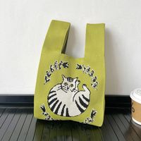 Women's Medium Polyester Cartoon Bear Cat Streetwear Open Handbag sku image 44