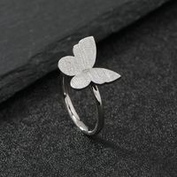 Stainless Steel Simple Style Butterfly Plating Rings main image 2