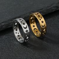 Stainless Steel Simple Style Star Moon Plating Rings main image 1