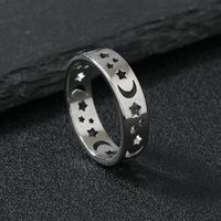 Stainless Steel Simple Style Star Moon Plating Rings main image 3