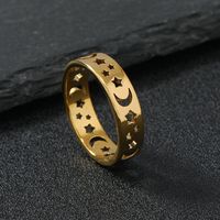 Stainless Steel Simple Style Star Moon Plating Rings main image 2