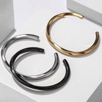 Stainless Steel Simple Style C Shape Plating Cuff Bracelets main image 1