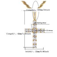 Casual Simple Style Cross Sterling Silver Inlay Zircon Pendant Necklace 1 Piece main image 2