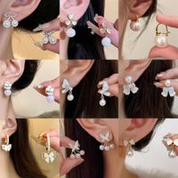 1 Pair IG Style Geometric Plating Inlay Alloy Artificial Pearls Rhinestones Opal Earrings main image 5
