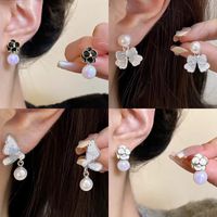 1 Pair IG Style Geometric Plating Inlay Alloy Artificial Pearls Rhinestones Opal Earrings main image 3