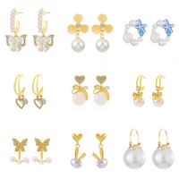 1 Pair IG Style Geometric Plating Inlay Alloy Artificial Pearls Rhinestones Opal Earrings main image 2